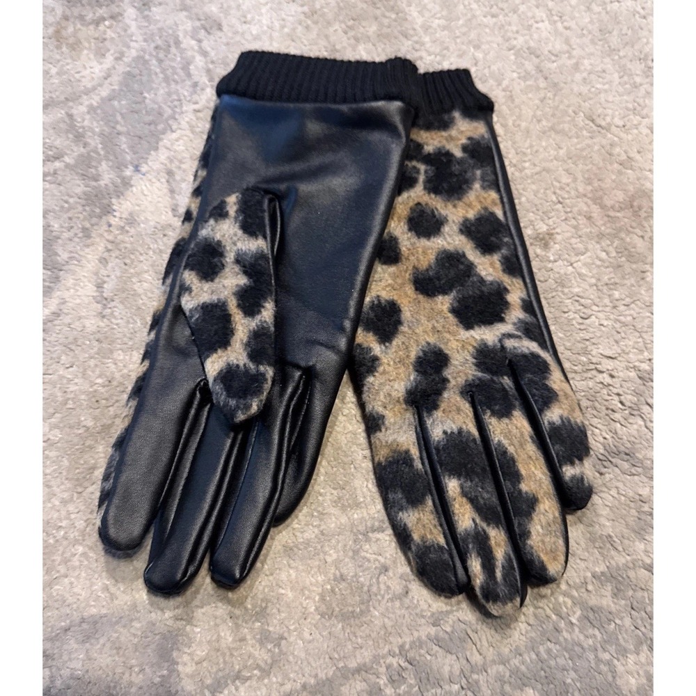 Womens Mud Pie animal‎ print Lined  Gloves Warm and Soft One Size